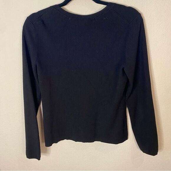 Loft Black V-Neck Top Sz M - Picture 4 of 5